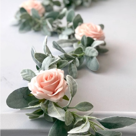 Other - 27 count | Lambs Ear Garlands & Pink Roses Set Wedding Flowers Greenery Decor